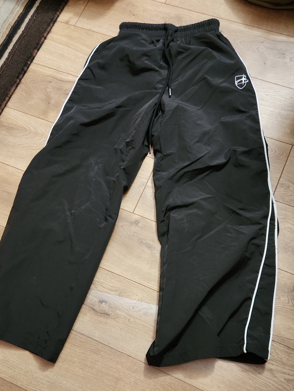 Dazy Black Track Pants with White Piping